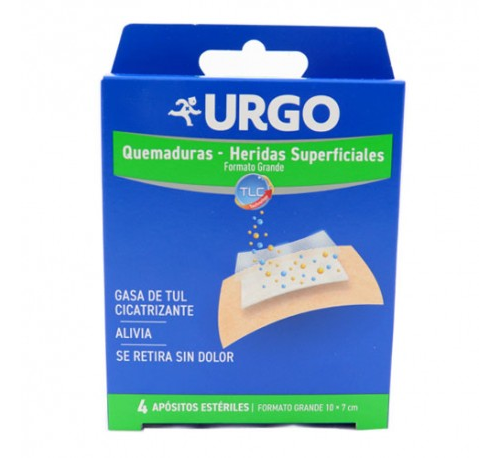 URGO QUEMADURAS HERIDAS SUPERFICIALES 4 APOSITOS FORMATO GRANDE