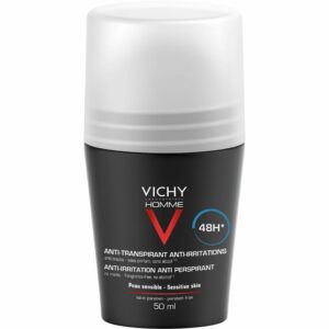VICHY HOMME DESOD ROLL SENSIBLE 48H NEGRO TAPA BLANCA