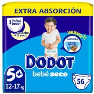 PAÑAL INFANTIL DODOT BEBE SECO EXTRA TALLA 5 11-16 kg 56 UNIDADES STICKER
