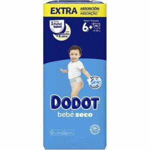PAÑAL INFANTIL DODOT BEBE SECO EXTRA TALLA 6 13-18 kg 48 UNIDADES STICKER