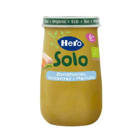 HERO SOLO ZANAHORIAS GUISANTES Y MERLUZA 1 TARRO 190 G