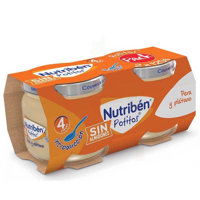 NUTRIBEN POTITOS PERA Y PLATANO 2 ENVASES 120 G
