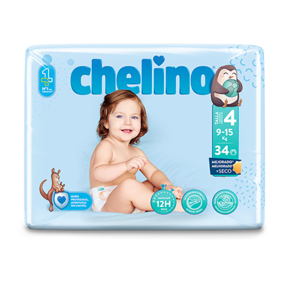 Chelino Fashion & Love Pañales Talla 4 (9-15 kg) 34 Unidades